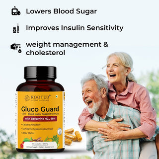 Gluco Guard- Blood Sugar support with Berberine HCL 98%, Ceylon Cinnamon, Gurmar & Bitter Melon