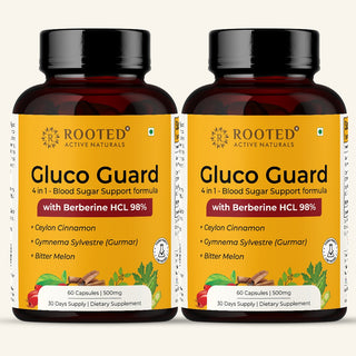 Gluco Guard- Blood Sugar support with Berberine HCL 98%, Ceylon Cinnamon, Gurmar & Bitter Melon